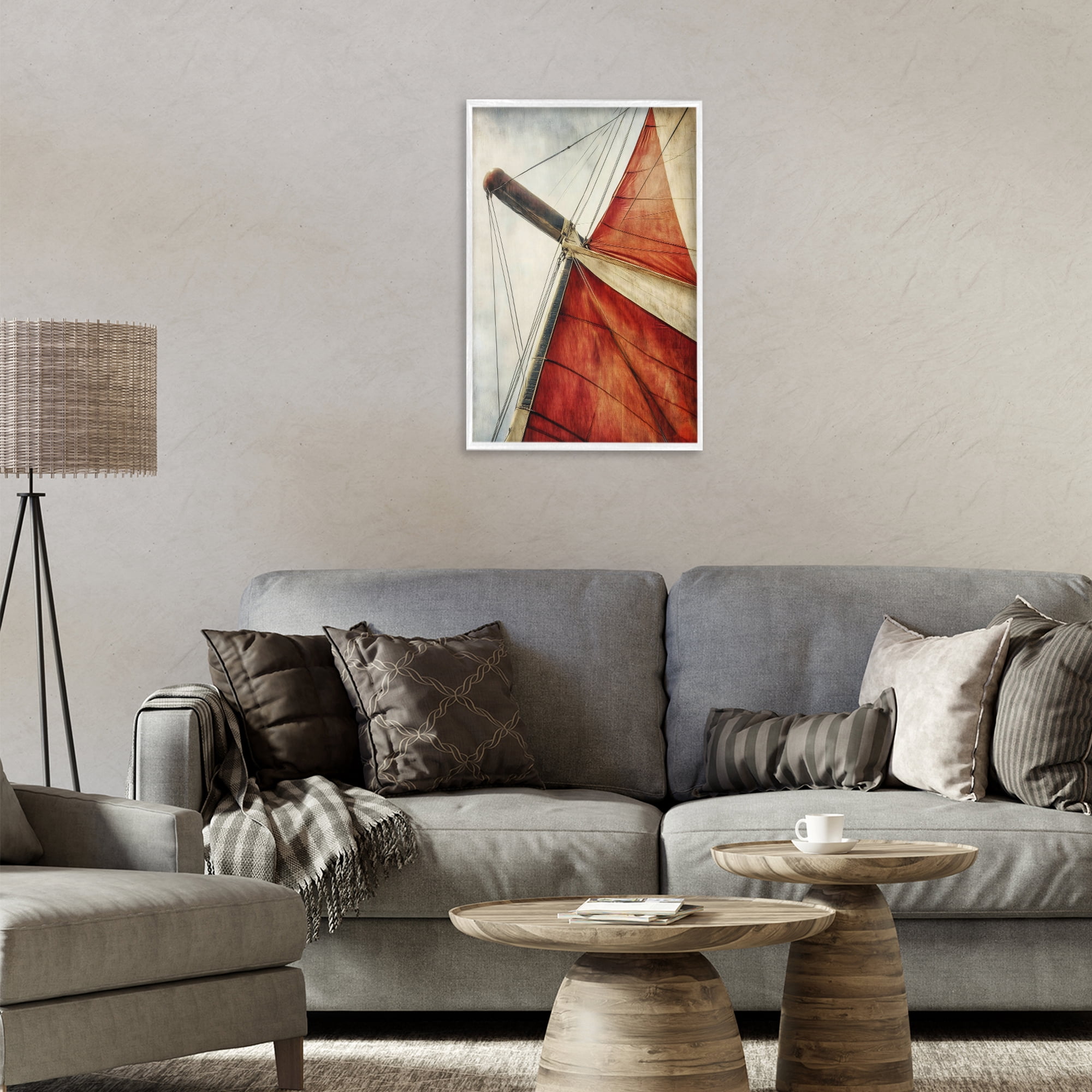 Stupell Industries Red Sail at Sea White Framed Giclee Art, design by Creative Studio