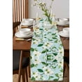 thumbnail image 4 of Flower Table Runner Cotton Linen 120 Inch Holiday Dresser Scarves, White Blue Botanical Country Aesthetics Floral Tablerunner for Kitchen Coffee Dining Bedroom Dinner Scarf Décor 13''x120'', 4 of 9