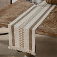 thumbnail image 4 of Boho Table Runner 72 Inchs Long Rustic Farmhouse Table Runners, Cream & Brown Macrame Table Runners with Tassel for Dining Room, Wedding, Holiday Party, Home Decor (12x72 Inches), 4 of 8