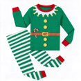 thumbnail image 3 of REDARER Kids Elf Print Two Piece Pajama Set Long Sleeve Top and Striped Pants Soft Loungewear for Christmas Eve Family Matching Holiday Sleepwear,10-11 Years, 3 of 3