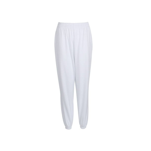 New Women Casual Solid Color Sport Pants Elastic Waist Ankle Cuff Loose  Sweatpants 