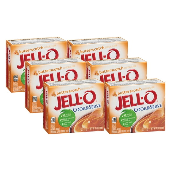 Jell-O Cook & Serve OKA4 Butterscotch Pudding & Pie Filling (3.5 oz Boxes, Pack of 6)