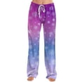 thumbnail image 5 of Women's Fashion Loose Casual Printed Casual Pants with Christmas Print, Comfortable Home and Sleepwear Bottoms, Elastic Waist for Easy Wear, Purple Pink, 3XL, 5 of 6