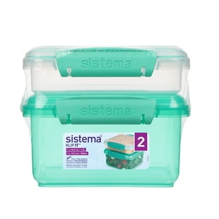 Sistema 3-Piece Sandwhich Containers for Lunch Boxes and Meal Prep,  Dishwasher Safe, 1.9-Cup, Blue/Green/Pink
