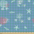 thumbnail image 2 of Underwater Fabric by the Yard, Coral Reef and Sea Shells Starfish Mollusk Cockleshell Marine Theme, Upholstery Fabric for Dining Chairs Home Decor Accents, Deep Sky Blue and Pink by Ambesonne, 2 of 5