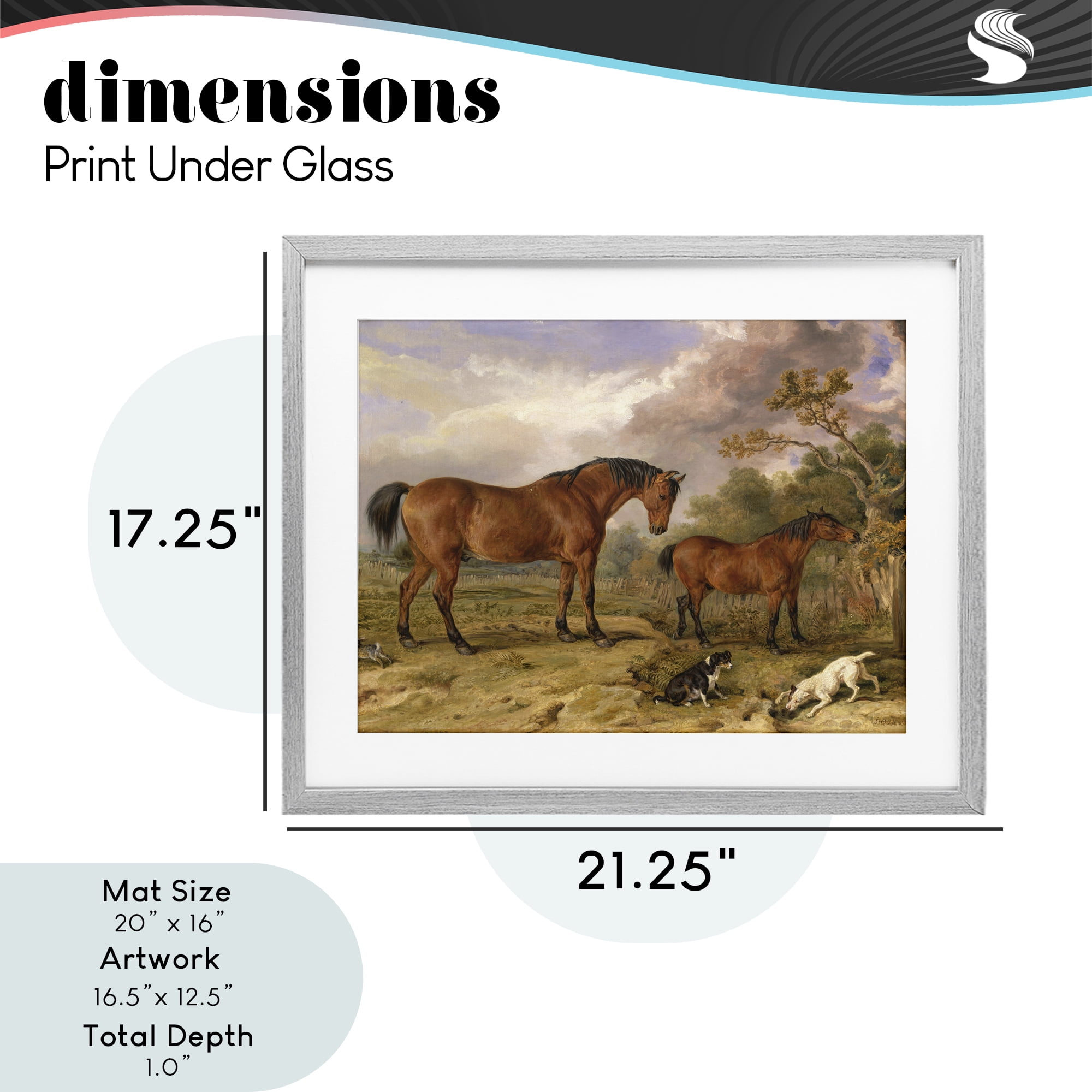 Stupell Industries Classic Portrait of Horses Gray Framed Print Under Glass, design by Tina LeCour