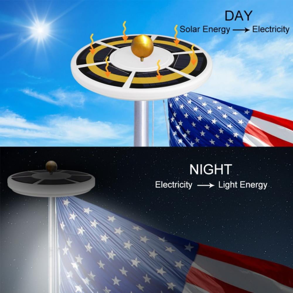 120 led Light Black Super Bright Flag Pole LED Fits 0.5 Wide Flag Ornament Spindles for Most 15 to 25 Ft In-Ground Flag Poles Solar Flag Pole Light Outdoor Dusk to Dawn 