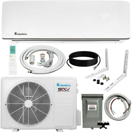 Klimare 12,000 BTU 23.1 SEER2 Ductless Mini Split Inverter A/C with All Inclusive 15' Installation Kit, Wall Bracket, Electrical Disconnect Tight Whip (230V)