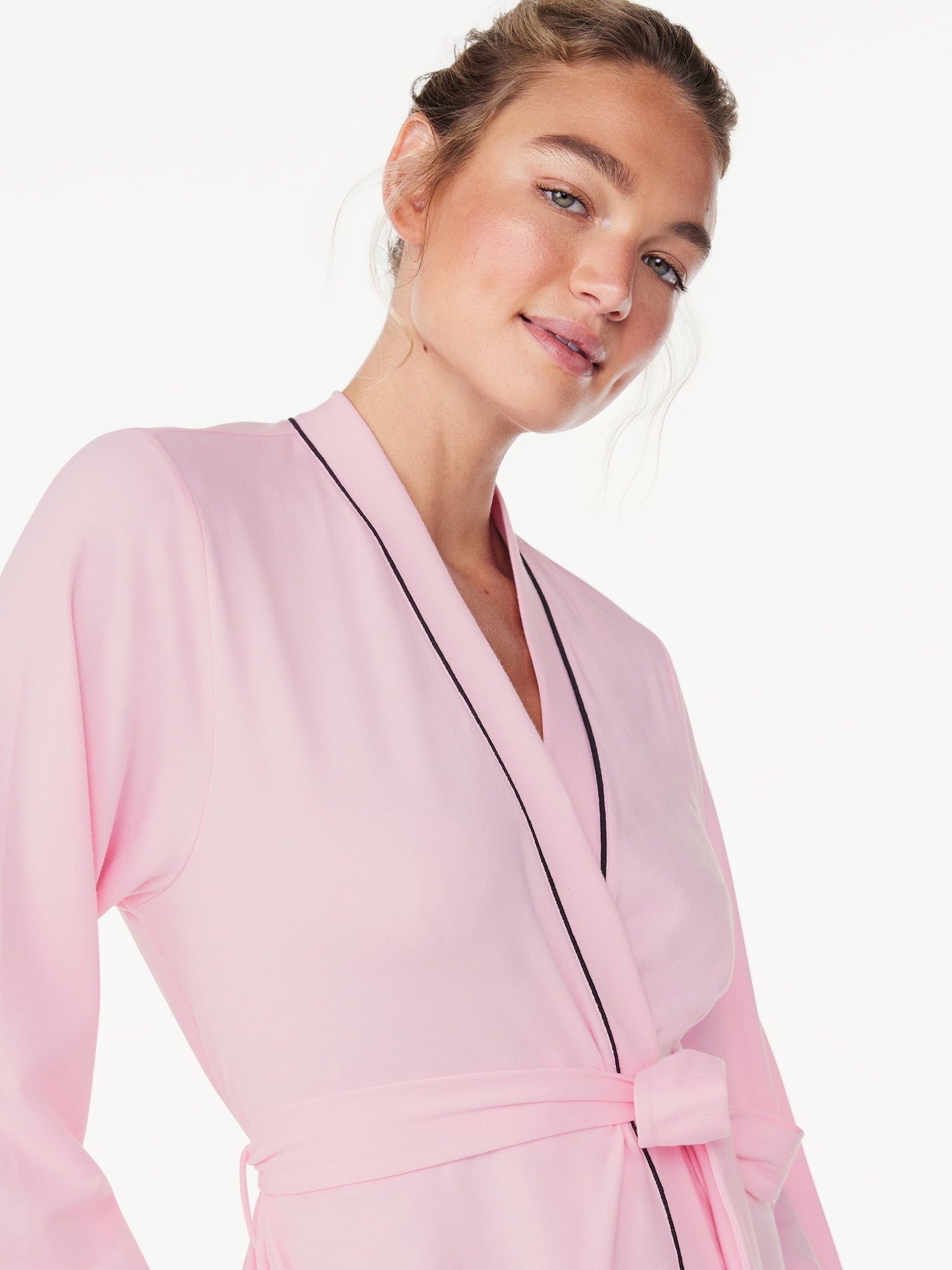 Joyspun Women's Cotton-Blend Wrap Robe with Long Sleeves, Sizes S-3X
