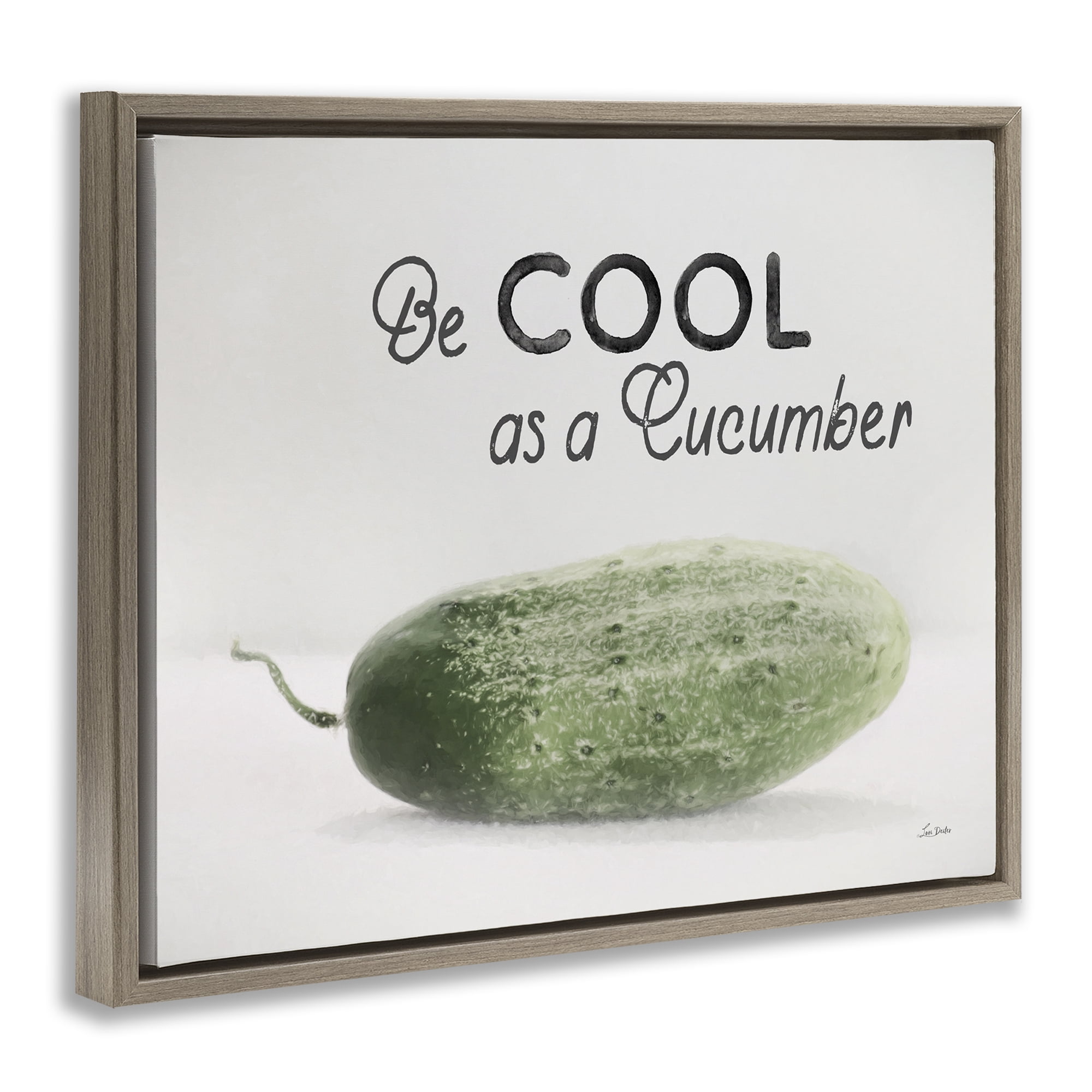 Stupell Industries Cool As A Cucumber Food & Beverage Painting Brown Floater Framed Canvas Art Print Wall Art, 31 x 25