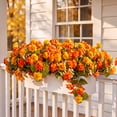thumbnail image 3 of AcerichFad Fall Flowers Outdoor, 2 Pcs Artificial Autumn Hanging Fake Geraniums Silk Flowers for Outside Indoor Yard Garden Porch Patio Home Decor, Yellow Gradient Orange, 3 of 10