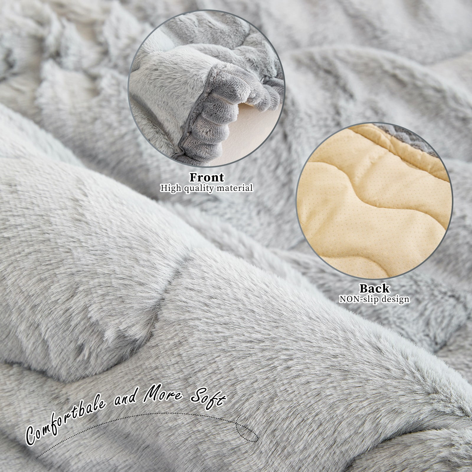 CJC Sofa Cover Fuzzy Couch Cover for Pets Dog Cat Washable Non-Slip Sofa Slipcover Cushion Protector Pets Friendly Mat (Gray, 28'' x 59'')