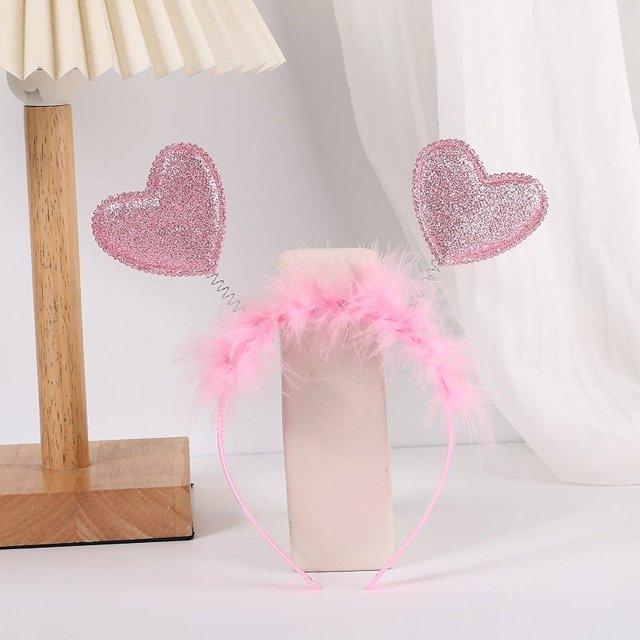 Diadema de amor para el día de San Valentín, diadema con lentejuelas, fiesta, lugar pintoresco, concierto, diadema de primavera para adultos con forma de corazón, material duradero