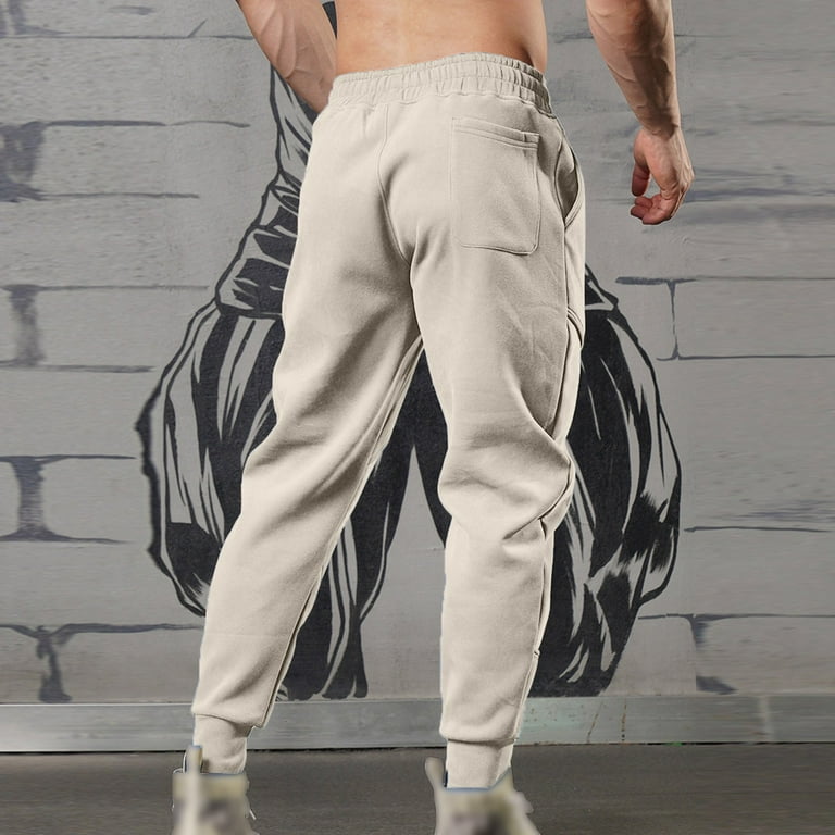 Men'S Pants Male Spring Casual Fitness Running Trousers Drawstring Loose  Waist Color Matching Pants Pocket Loose Sweatpants For Men Fashion