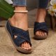 thumbnail image 4 of MKLEKYY Sandalias Flexibles de Mujer, Sandalias de Verano Lisas Informales Con Punta Abierta y Cuñas, Cómodas Sandalias de Playa, Zapatillas, 4 of 4