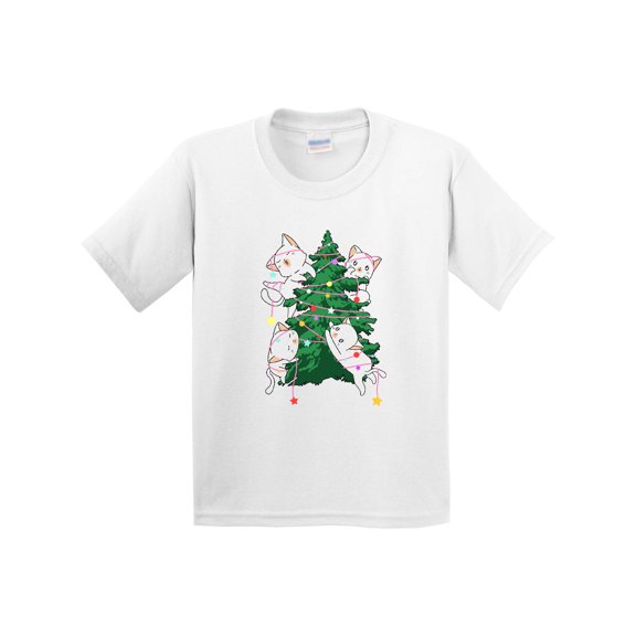 Inktastic Kawaii Cats Christmas Tree Youth T-Shirt