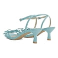 thumbnail image 3 of XYD Women Kitten Low Heel Sandals Bowknots Square Open Toe Ankle Strap Summer Casual Dress Shoes Size 13.5 Sky Blue, 3 of 4