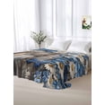 thumbnail image 5 of Blue White Daisy King Size Flat Sheet, Wrinkleproof & Fadeproof Cooling Flat Bed Sheet Only, Vintage Pastoral Butterfly Rustic Wood Breathable Soft Bedding Top Sheets 105 x 98 Inches, 5 of 8