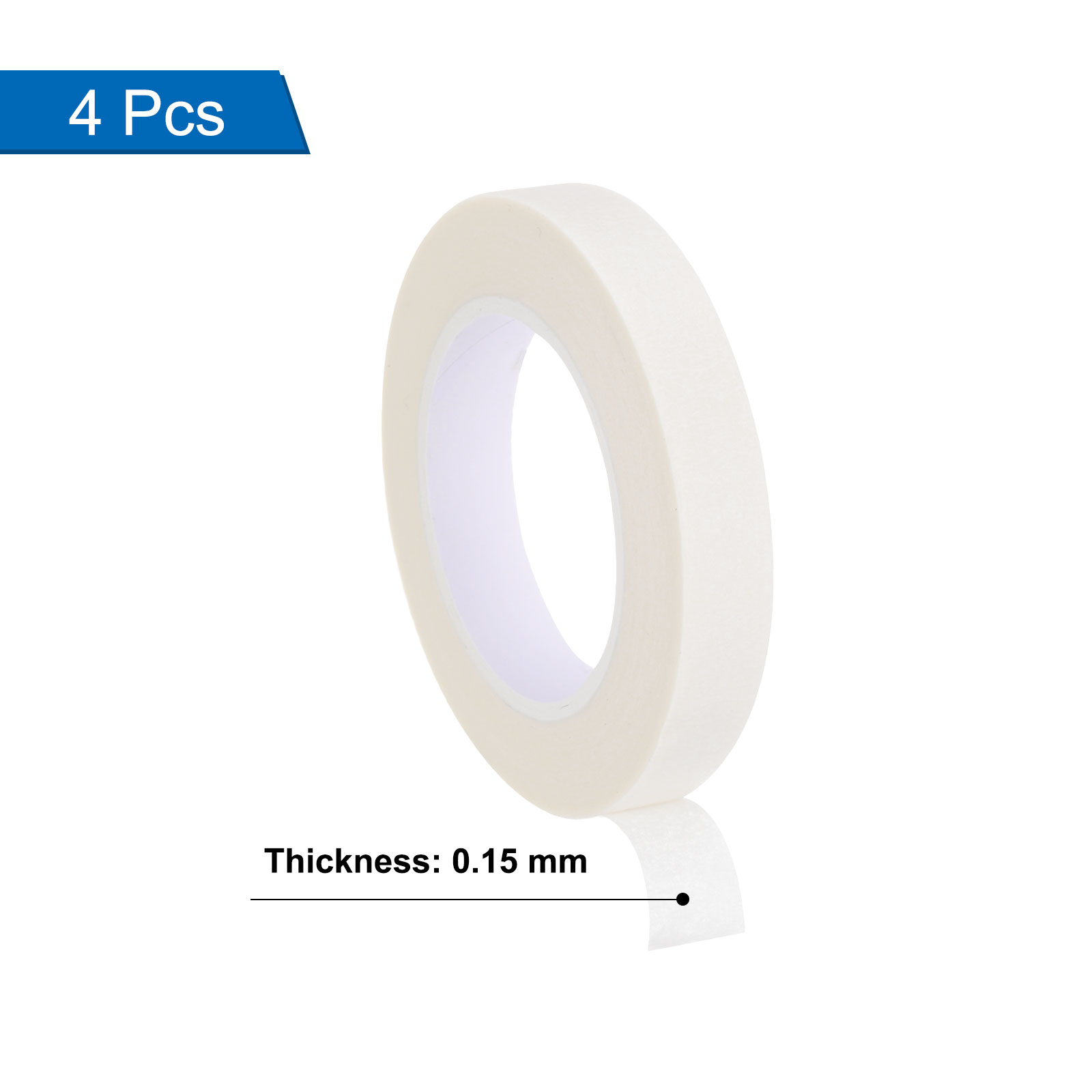 Uxcell 4Pcs 0.4 inch Wide 14 Yards White Masking Tape Painters Tape Rolls for Home Office