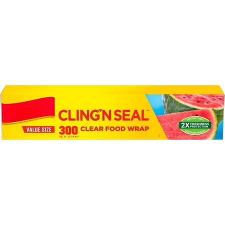 300 Sq Ft Self-Stick BPA-Free Cling Wrap, Clear Multipurpose Food Sealing Plastic Wrap