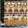 thumbnail image 4 of Ambesonne Animal Shower Curtain, Hunt Zebra Tribe Ethnic, 69"Wx70"L, Ruby Mustard, 4 of 5