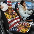 thumbnail image 2 of Uorisanigo 2pcs Front Seat Covers, High Back Bucket Cushion Breathable Automotive Interior Accessories Universal Fit for Most Sedan, Truck and SUV, Highland Cow American Flag, 2 of 7