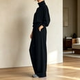 thumbnail image 6 of vdgthytj Sweatsuits Women 2 Piece Outfit Long Sleeve Turtleneck Drop Shoulder Tops Drawstring Wide Leg Pants Fall Athleisure Sets(Small,Black), 6 of 6