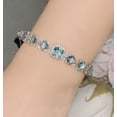 thumbnail image 4 of Diseño de pulsera con arreglo de topacio brillante Joyería de cristal rosa chapada en oro de 18 quilates para niñas (azul), 4 of 5