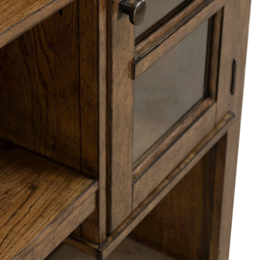 Liberty Furniture 5 Piece Jr Executive Set with Desk, Credenza & Hutch- Amber Brown Oak Wood