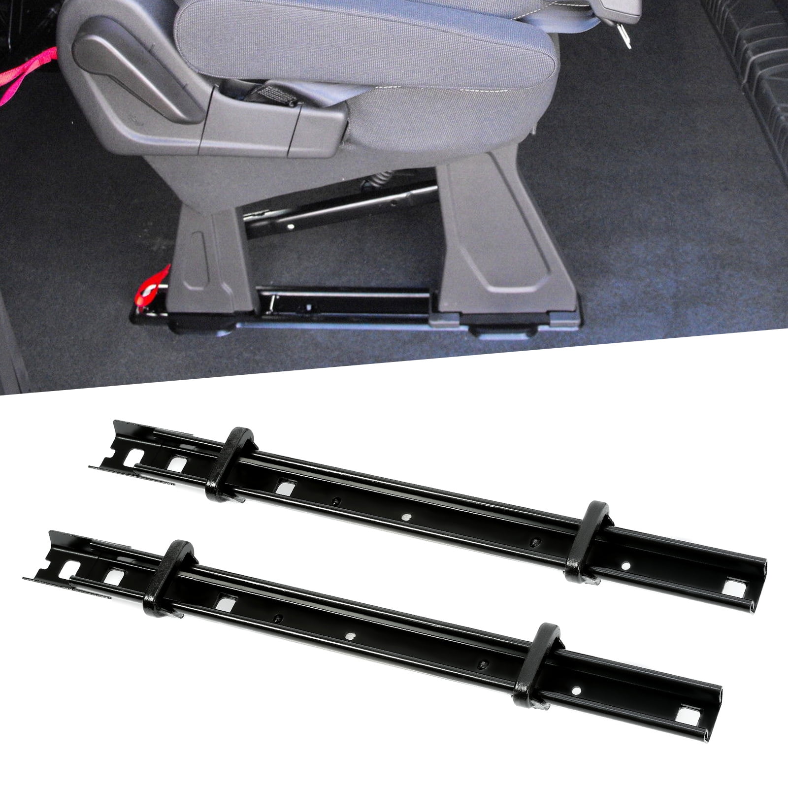 Kojem Seat Bracket for 2015-2023 Ford Transit 2 Person Bench Seat Floor Track Bracket Steel Electrophoresis(2Pcs)