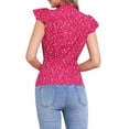 thumbnail image 3 of INSPIRE CHIC Women's Blouse Polka Dots Tie Neck Ruffled Cap Sleeve Wear-to-Work Top XL Hot Pink, 3 of 6