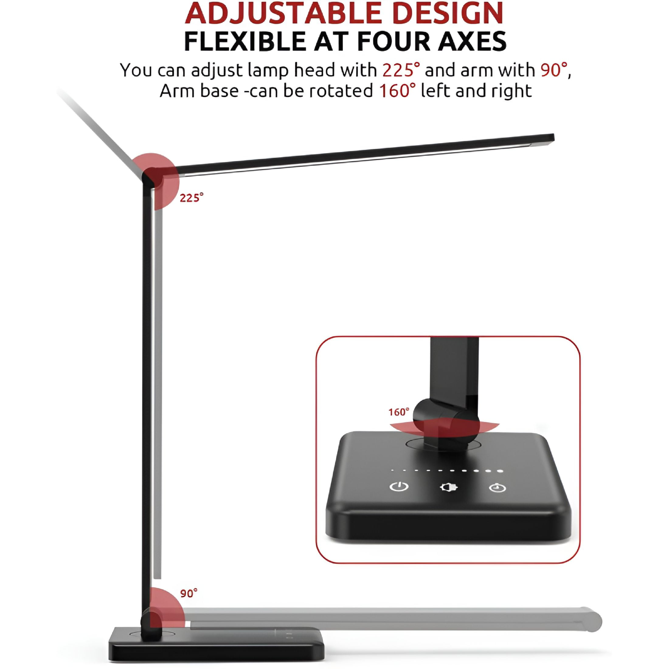 HIBIBUD Crafts Desk Lamp For Home Office,Touch Control Light With Memory Function,Non-Flickering Lighting For Reading,Sewing,Crafts,School Supplies,Puzzle Light