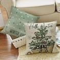 thumbnail image 6 of Hello Winter Vibes Green Decorative Throw Pillow Covers 18x18 Set of 4, Get Cozy Bicycle Christmas Tree Snowflakes Outdoor Home Decor, Polka Dot Plaid Xmas Holiday Farmhouse Couch Cushion Case, 6 of 6