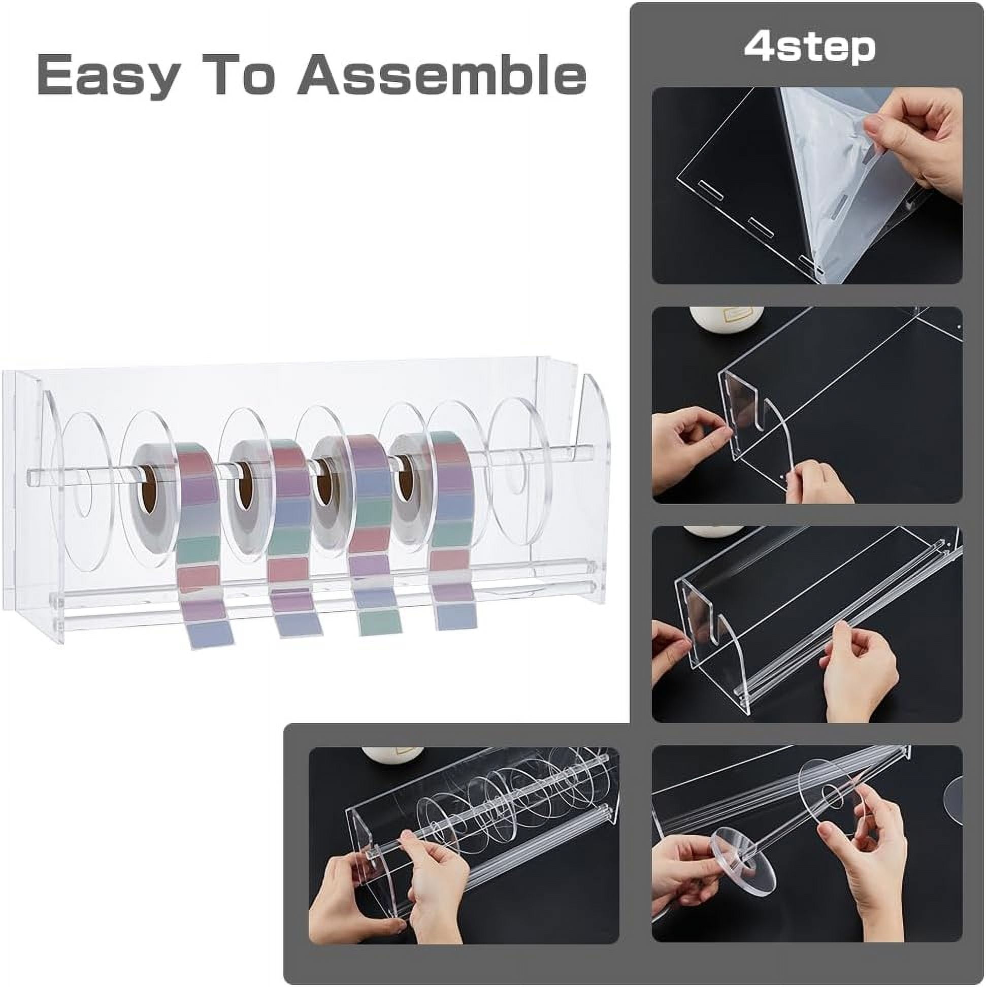 Acylic Label Dispenser Adjustable Sticker Roll Holder with 8 Disks Clear Label Roll Holder Tape Dispenser Acrylic Sticker Dispenser Roll Holder for Holding Sticker Label diy