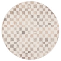 SAFAVIEH Ebony Hank Checkered Area Rug, Natural/Beige, 6' x 6' Round