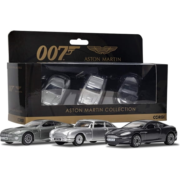 Corgi Diecast Model Cars - TY99284 James Bond Aston Martin Collection - Fit The Box Pre-Built Model Vehicles Toy, Classic Metal Die Cast Collectible, Auto Toys Models for Adults - Silver