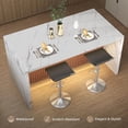 thumbnail image 3 of Hawsaiy 67" Modern LED Rectangle Dining Table with Marble-Look Top, 6 Seater Kitchen Island Table with Lights for Home Kitchen Office, White, 3 of 10