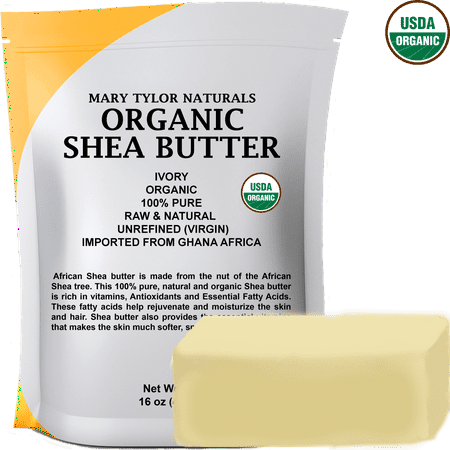 Organic Shea Butter 1 lb (16 Oz) Raw Unrefined Ivory Grade A. Amazing Skin Nourishment, Great For DIY Body Butters Lip Balms Lotions Acne Eczema & Stretch Marks By Mary Tyler