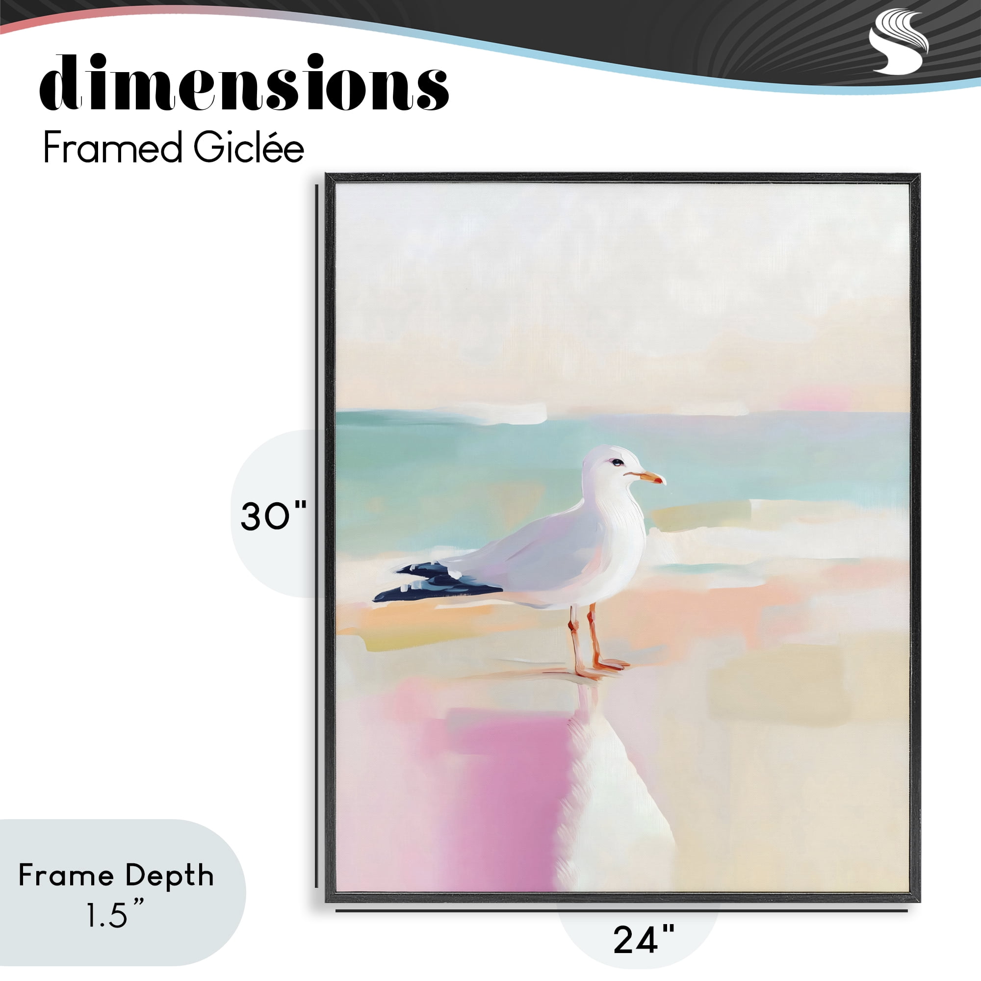 Stupell Industries Seagull Beach Tranquil Reflection Black Framed Giclee Art, design by The Prints Vibe