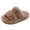 Khaki, variant on Toddler Girls Fluffy Slippers for Kids 4-11T Cute Fuzzy Slippers Open Toe Warm Slides Plush Slip on House Indoor Slippers for Girls (Black,1.5)