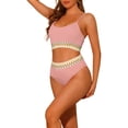 thumbnail image 4 of Conjuntos de bikini de canalé para mujer INSPIRE CHIC, traje de baño de dos piezas con tirantes ajustables, 4 of 5