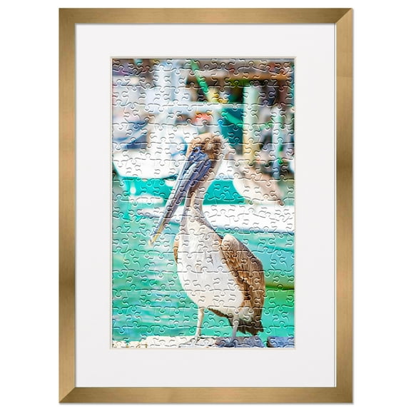 19.75x27.5 Frame for Jigsaw Puzzles - Wooden Bronze Puzzle Frame with Mat (White) For Puzzles Measuring 19.75x27.5 Inches