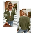 thumbnail image 4 of Cardigans for Women Button Up Open Front Cadigan Sweaters Floral Print Cute Short Knitted Cardigan, 4 of 4