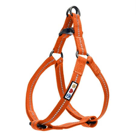 UPC: 0810055080526 | Pawtitas Reflective Dog Harness Recycled – Orange – Medium (M) – Step in Dog Harness Training & Walking