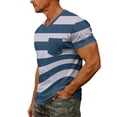 thumbnail image 6 of WAYUTE Men's T Shirts V Neck Short Sleeve Patchwork Color Striped Printed Stretch Fit Tee Tops with Front Pocket Beach Casual Summer Tshirts, 6 of 7