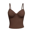 thumbnail image 5 of Noric Women's Summer Crop Tank Top Spaghetti Strap Sweetheart Neck Skinny Ruched Front Casual Sleeveless Camisole Tops, 5 of 7