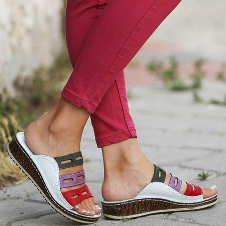 

Sandals Women Comfortable Summer Sandals Comfortable Sandals Womens SandalsSummer New Sandals Women s Color Matching Breathable Shoes Flat Women s Shoes Large Size SlippersWhite41