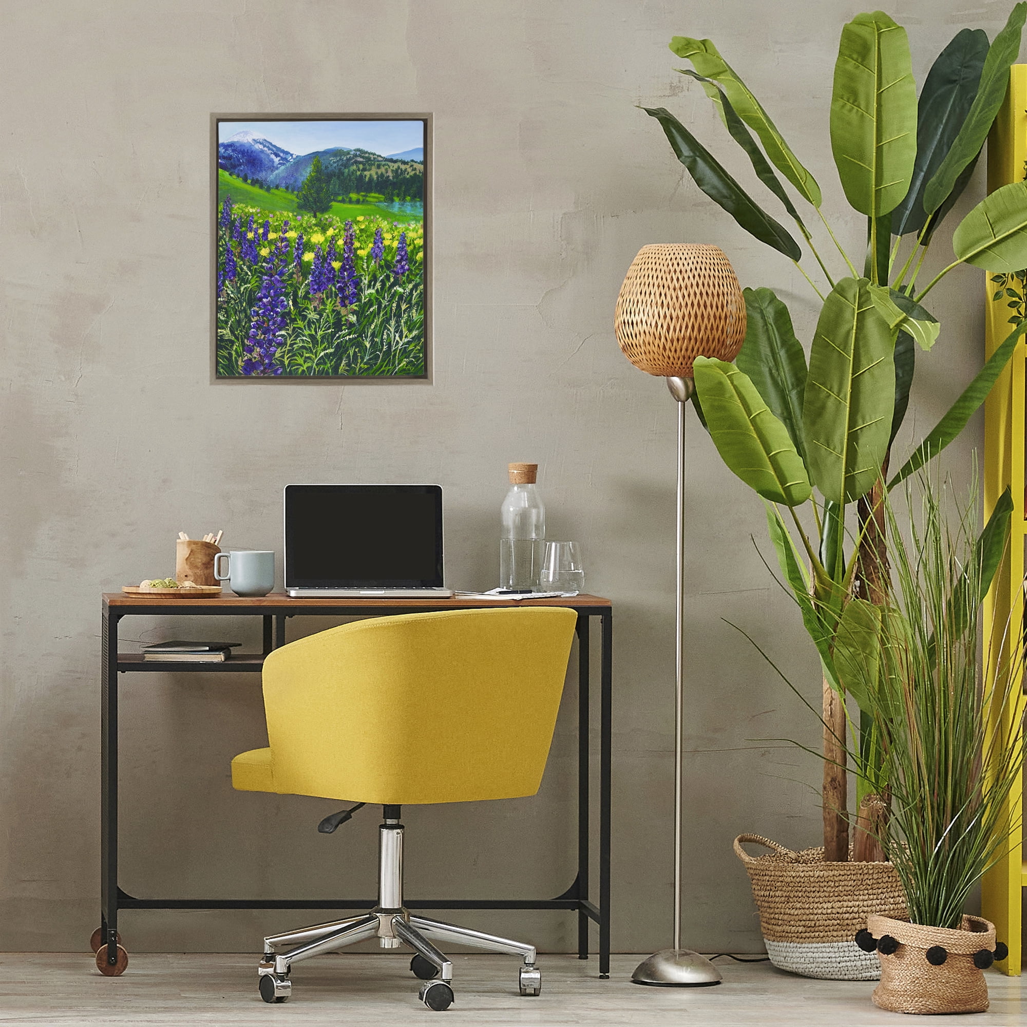 Stupell Industries Flower Speckled Valley Brown Framed Floater Canvas Wall Art, design by Lee Ann Zirbes