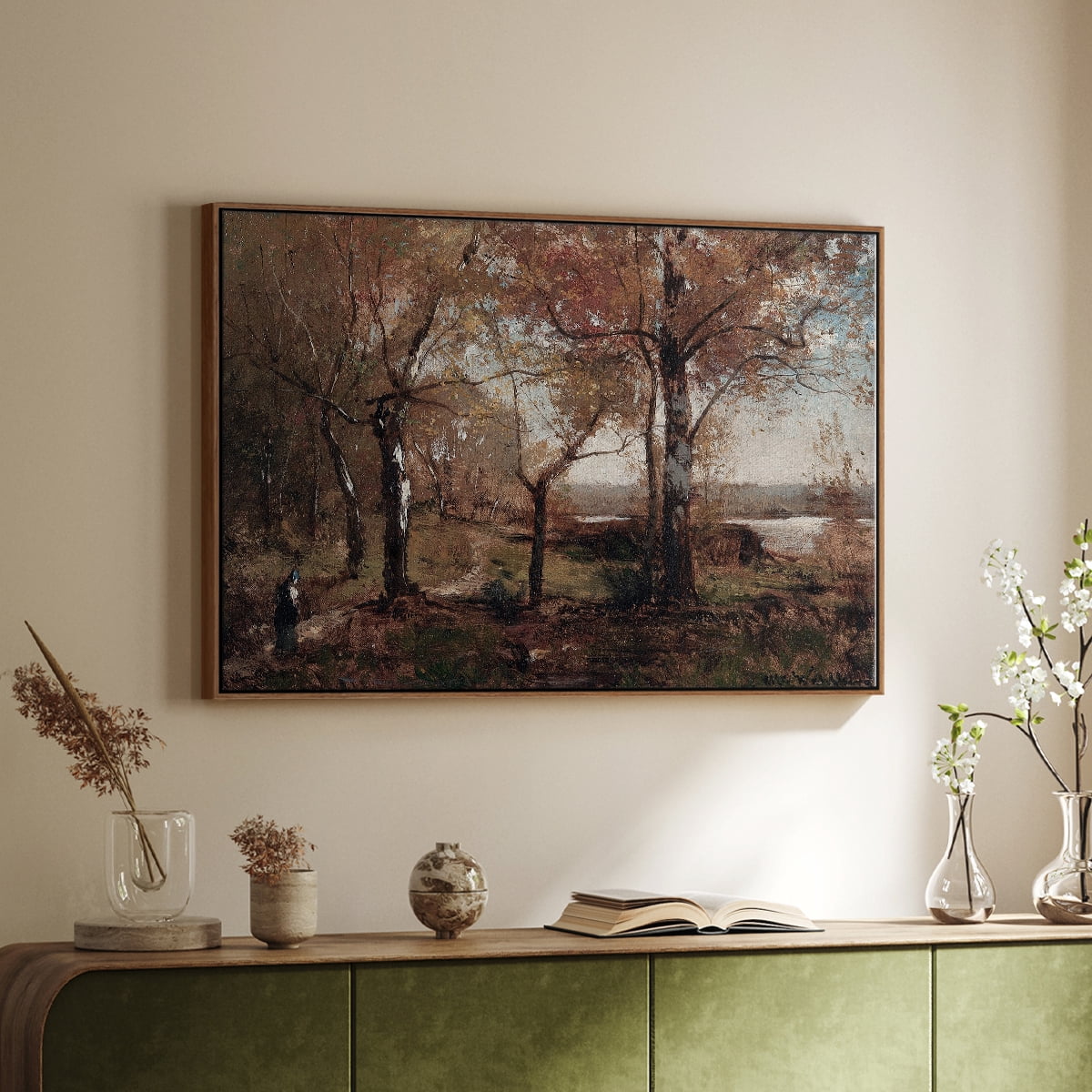 Vintage Landscape-CCXXVII By Wexford Home Framed in Walnut Wood Gallery Wrapped Canvas 17 in. x 25 in.