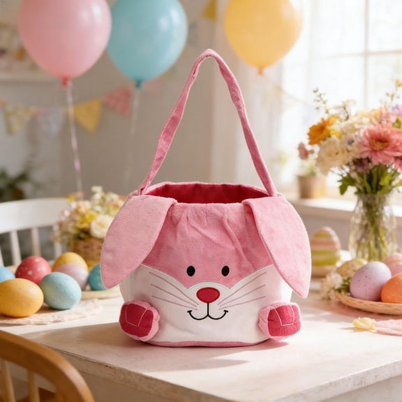 Bunny Easter Baskets, Cute Eggs Hunting Bags Buckets Gifts for Kids Girls Boys